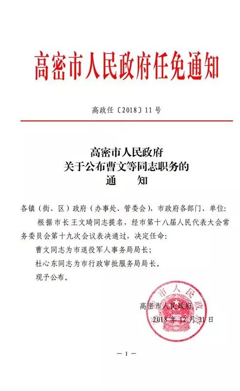 高密市人民政府办公室人事任命，新一轮城市发展的力量布局